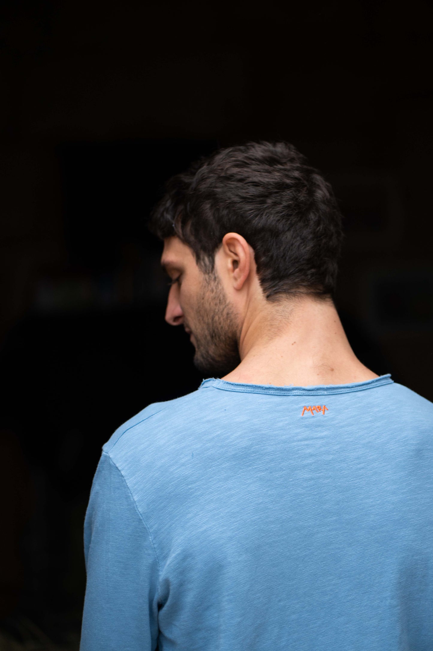 Blue V-Neck Longsleeve Men by Mara
