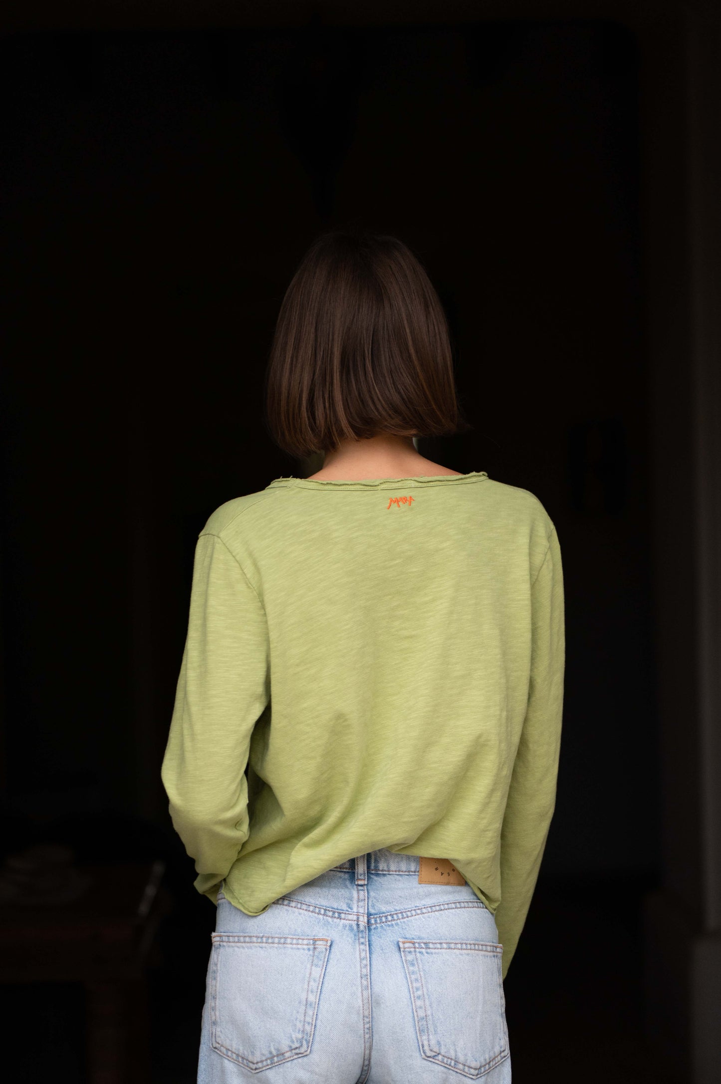 Green V-Neck Longsleeve Top by Mara