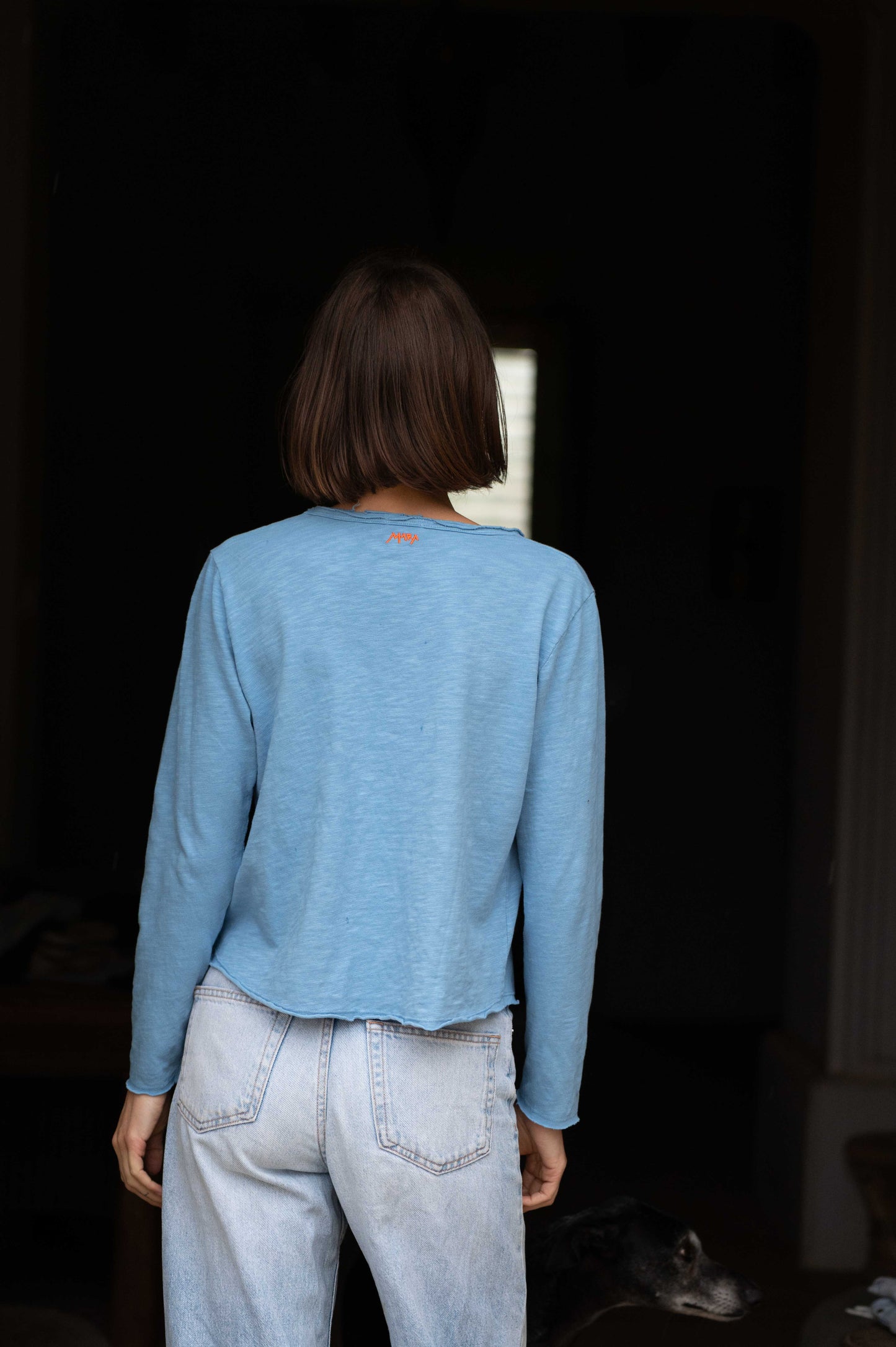Blue V-Neck Longsleeve Top by Mara