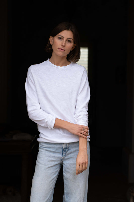 White Round Neck Longsleeve by Mara