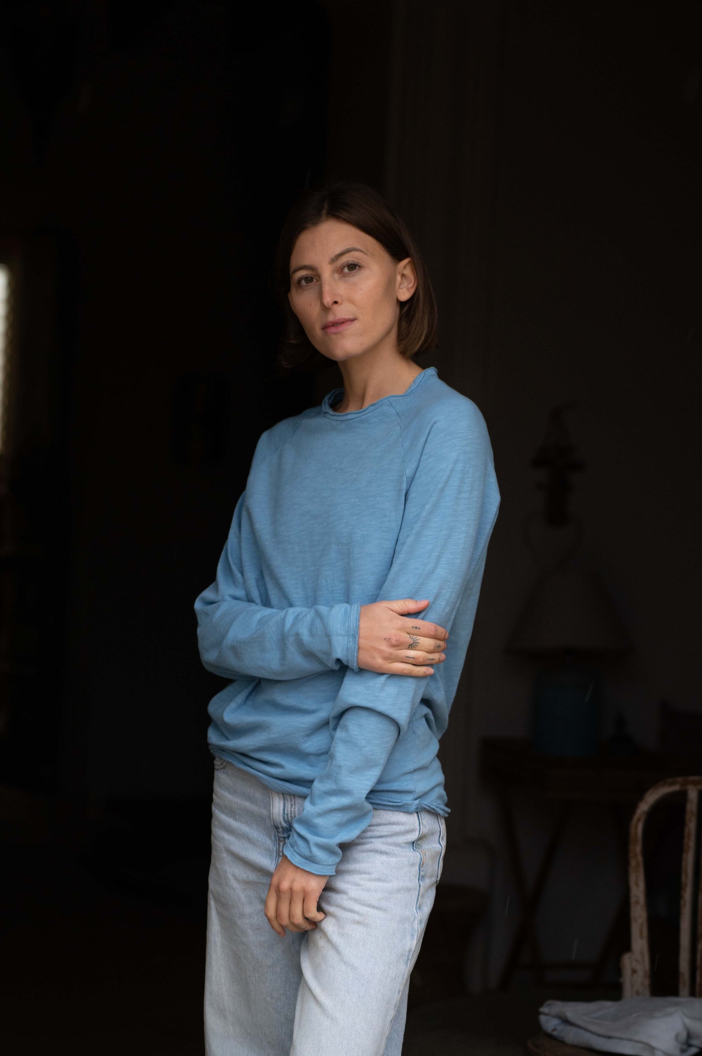 Blue Round Neck Longsleeve by Mara