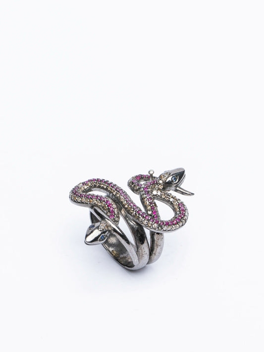 The Twin Ruby Serpent Ring