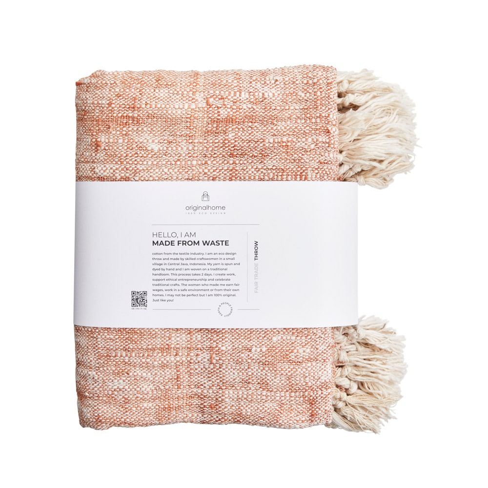 Waste Cotton Throw Peach