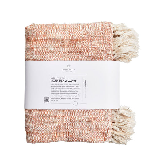 Waste Cotton Throw Peach
