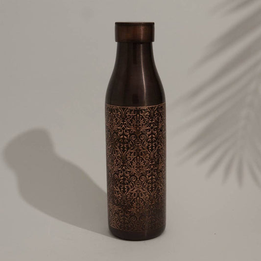 Pure Copper Water bBottle, Antique Engraved