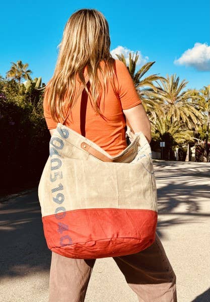 Oversize Vintage Red Canvas Bag