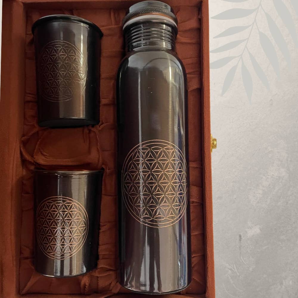 Pure Copper Set with Flower of Life