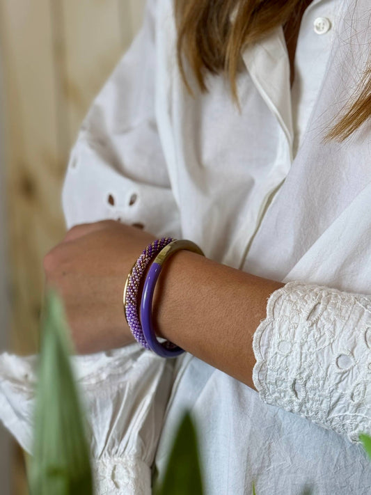 Handmade Buffalo Horn Bangle -  Lavander