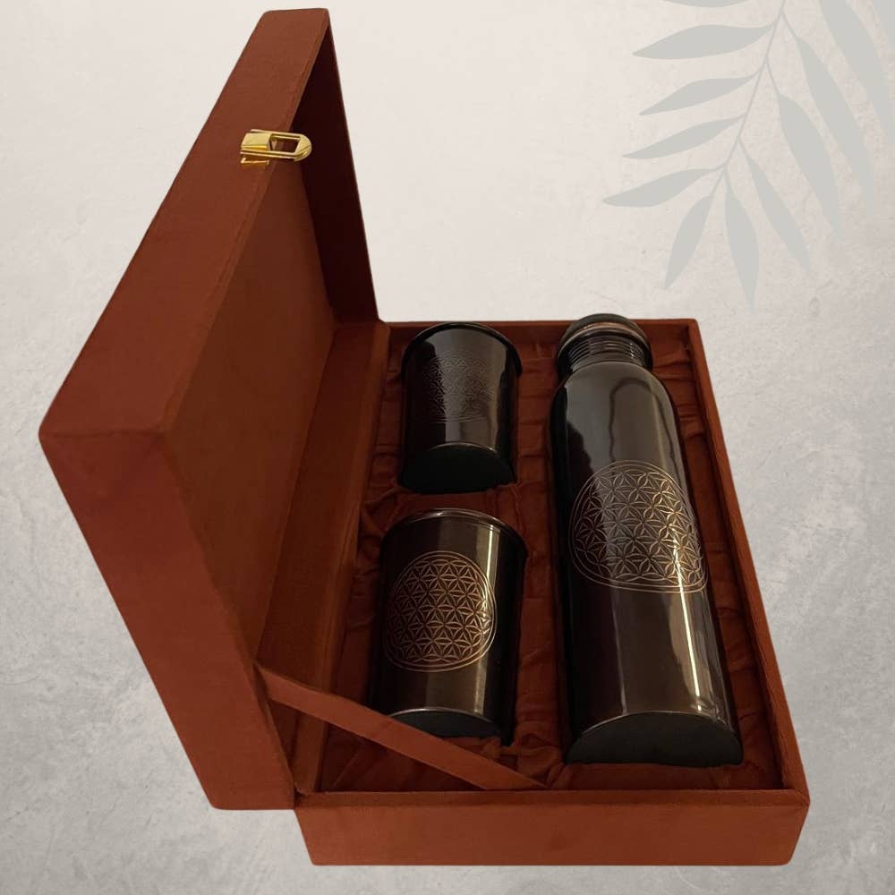Pure Copper Set with Flower of Life