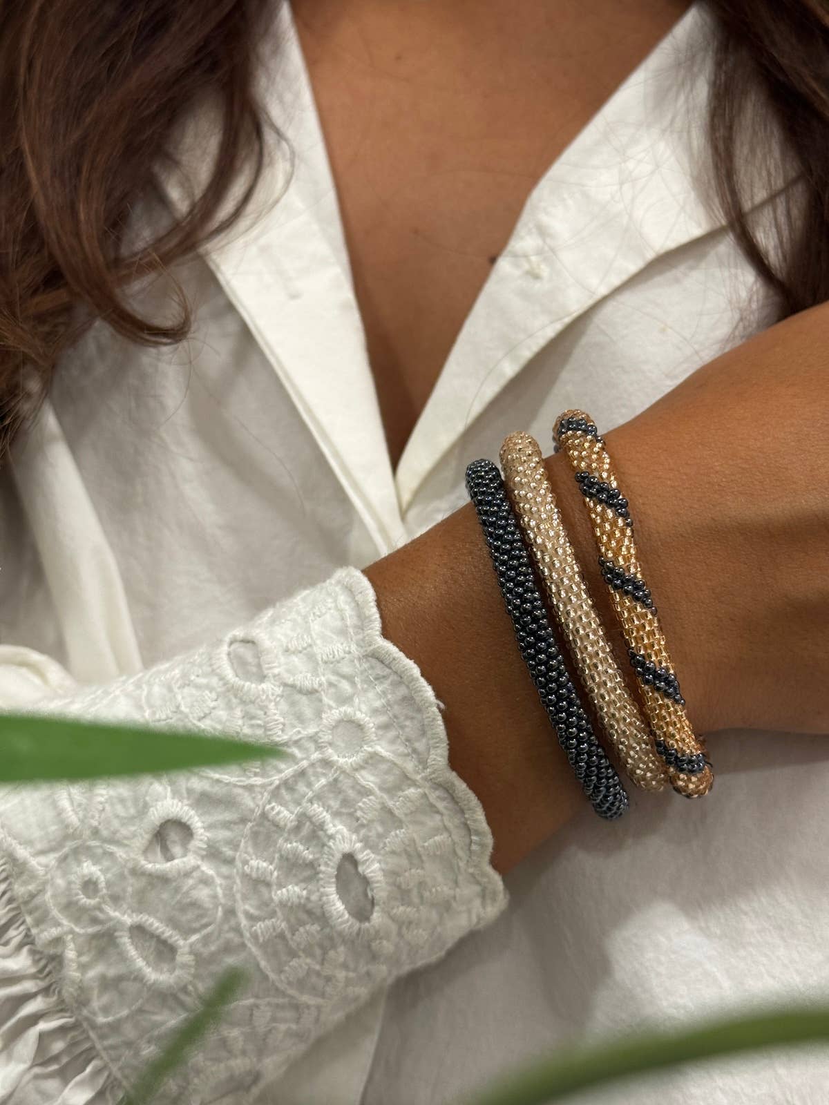Handcrafted Metal Blue Beaded Bracelet